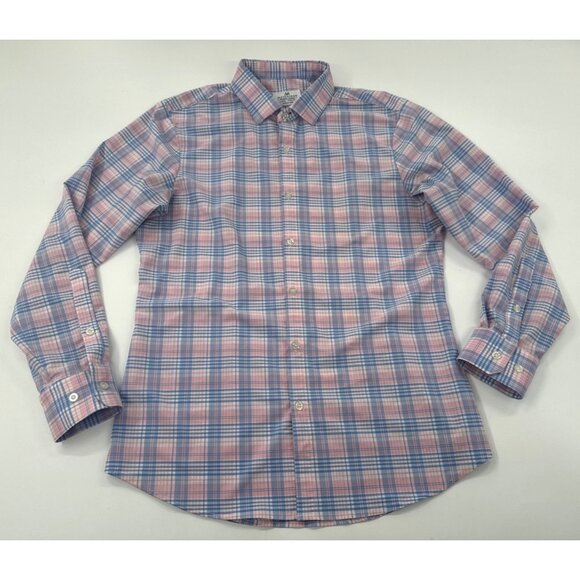 Mizzen + Main Men's Large Trim Fit Shirt Long Sleeve Plaid Stretch Button Up USA - Picture 5 of 11